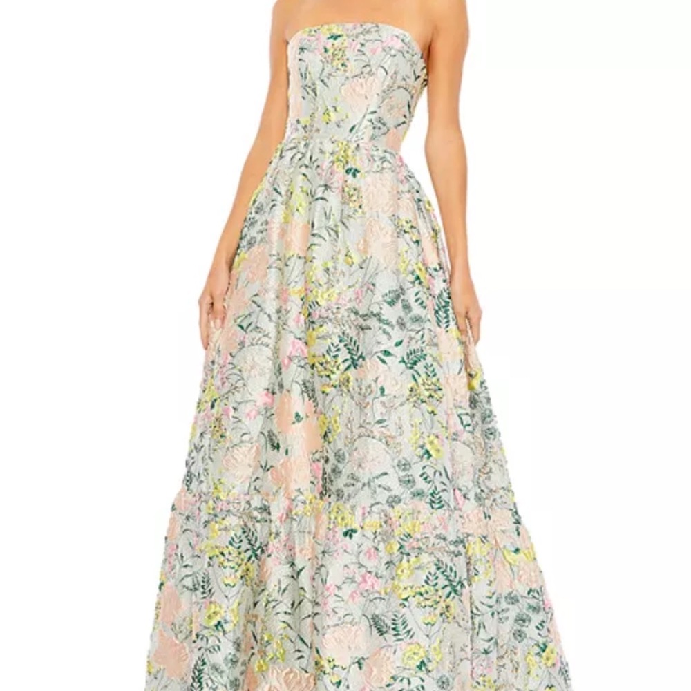 MAC DUGGAL  Brocade Strapless A Line Gown (Size 10)